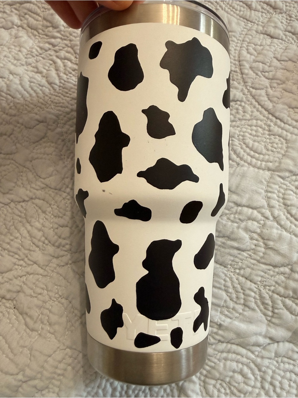 Yeti 30 oz Stainless Steel Tumbler - white with cow print